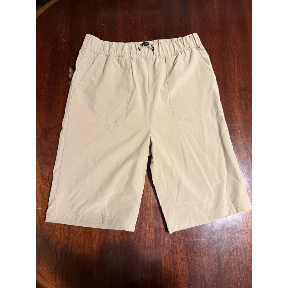 Hunter Kids Tan Khaki Performance Shorts Stretch Elastic Waist Size L 14/16 - Picture 2 of 5